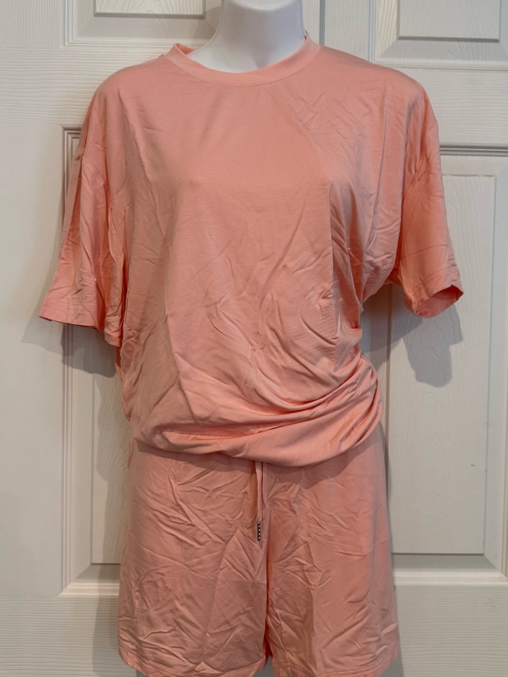 Women's Coral Pink Short Pajama Set - NWOT, Soft Lounge Tee & Shorts
